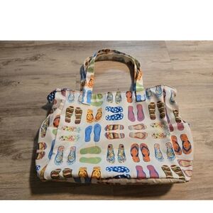 Large Waterproof Beach Tote Pool Bag Slippers Print